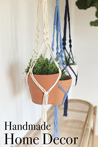 Aesthetic Creative Macrame Kit, Makes 3 DIY Plant Hangers for Teens & Adult Beginners, Craft Supplies for Boho Art Project-3 Custom Color Macrame Cord, Wooden Rings & Instructions - Image 4