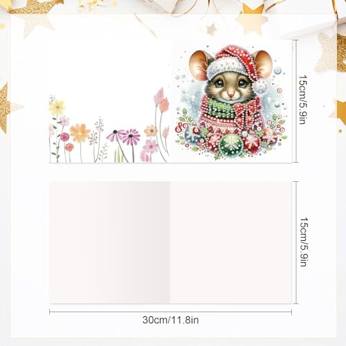 LazyFold 6 Pcs Diamond Art Painting Greeting Cards Kits, DIY Christmas Theme Handmade Festival Greeting Cards with Envelopes Diamond Art Crafts Birthday Cards Creative Gift - Image 2