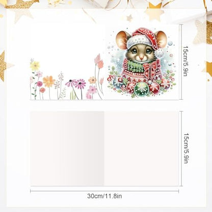 LazyFold 6 Pcs Diamond Art Painting Greeting Cards Kits, DIY Christmas Theme Handmade Festival Greeting Cards with Envelopes Diamond Art Crafts Birthday Cards Creative Gift - Image 2