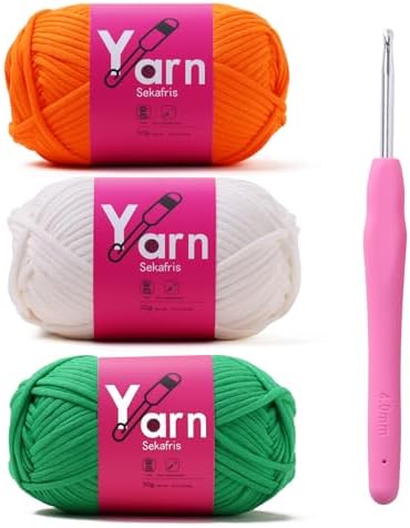Beginner Yarn for Crocheting Cotton Crochet Yarn #4 Mixed Colors by Sekafris