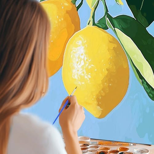 WEBEEDY Lemon Large Paint by Numbers Kit for Adults Beginners, 40x50cm/16x20'' Painting and Sip Kit Complete Fruits Paint by Number Canvas Painting Set for Home Wall Decor Wall Art Creative Gifts - Image 4