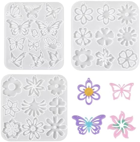 3Pcs Flower Butterfly Pendant Silicone Molds Assorted Floral Insect Animal Jewelry Casting Resin Molds for Epoxy Resin DIY Crafts Earring Necklace Making by BoutigemJewelry
