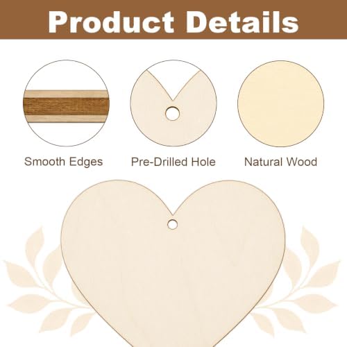25PCS Wood Hearts for Crafts, 4" Unfinished Wood Heart Plaques - Image 3