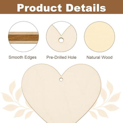 25PCS Wood Hearts for Crafts, 4" Unfinished Wood Heart Plaques - Image 3