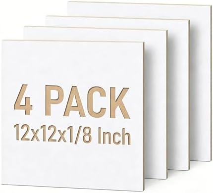 4 Pack White Basswood Sheets for Crafts, 12"x12"x1/8" (3mm) Unfinished Plywood for Laser Cutting & Engraving, DIY Ornaments & Architectural Models by Creatorally