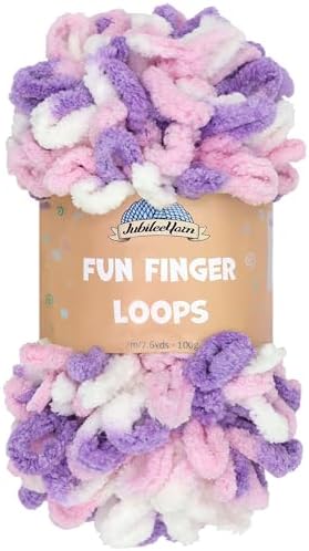JubileeYarn Fun Finger Loops Yarn - Purple Pink White - 1 Skein by BambooMN