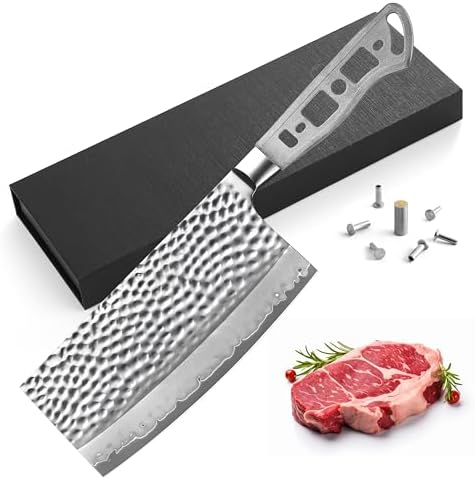 KATSURA Woodworking Project Kit – Chinese Cleaver Blank – 6.5 Inch – Japanese Premium AUS 10, Hammered 3-Layer Forged Steel – Perfect for Woodworkers, Crafters – Classic Style Handle – NO LOGO by KatsuraCutlery