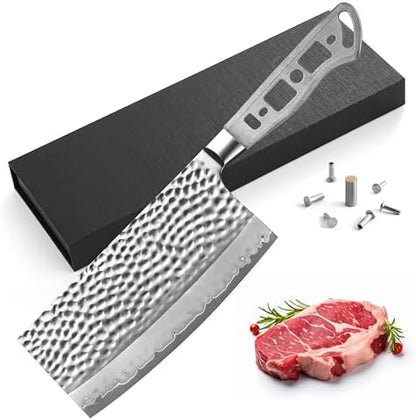 KATSURA Woodworking Project Kit – Chinese Cleaver Blank – 6.5 Inch – Japanese Premium AUS 10, Hammered 3-Layer Forged Steel – Perfect for Woodworkers, Crafters – Classic Style Handle – NO LOGO by KatsuraCutlery