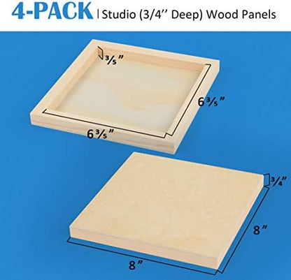 Falling in Art 4 Pack 8x8’’ Unfinished Birch Wood Panels Kit for Painting - Image 2