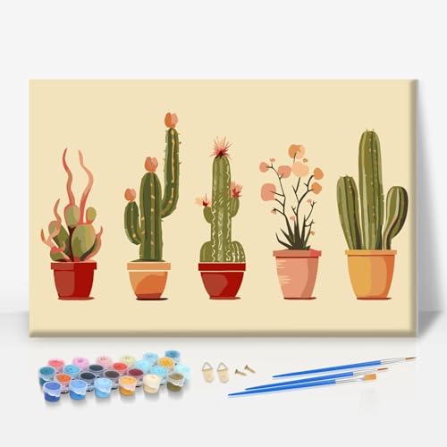 Camocin Framed Paint by Numbers Kit for Adults Beginners – Desert Cactus by CamocinDIYKit