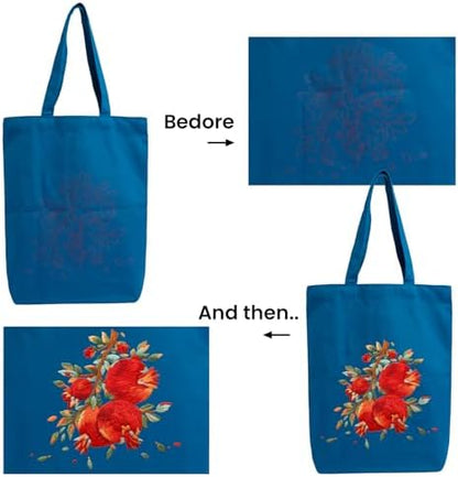 CREAWONDER Canvas Tote Bag Embroidery Kit with Pattern for Beginners, Arts and DIY Embroidery Crafts Kits for Adults, Include Instructions, Embroidery Hoops, Color Threads and Tool - Image 5
