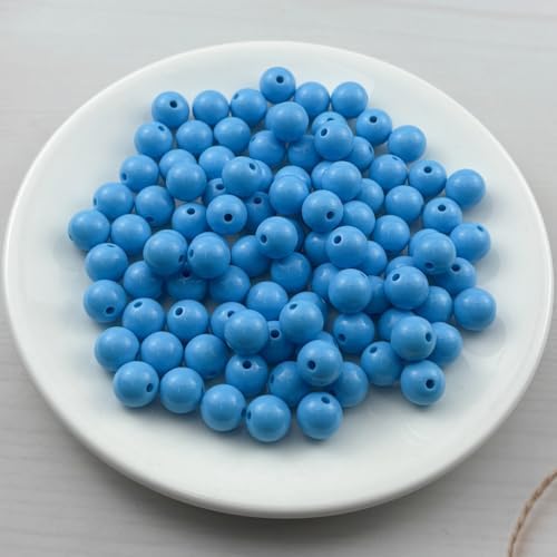 100pcs Acrylic Round Beads for Crafts 12mm Resin Candy Color Spacer Beads with Hole for Jewelry Making Sewing Crafts Decoration Necklaces Bracelets Earrings Supplies(Sky Blue) - Image 2