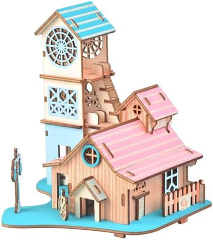 Log Cabin 3D Wooden House Puzzle,DIY Mini Building Model Kit，011 by Unknown