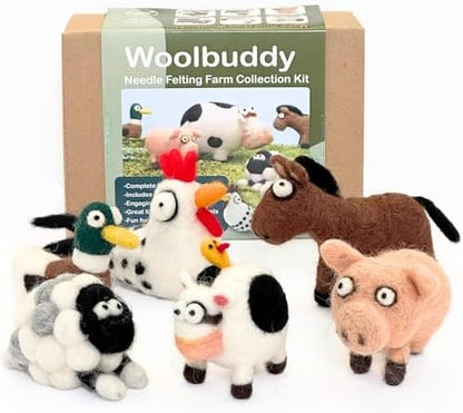 Woolbuddy Needle Felting Kit Starter Set (Farm Animals) for Beginner Adults by Woolbuddy