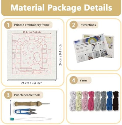 DOODLREAM Night Princess Punch Needle Kit for Beginner 9.4" x 9.4" - Image 2