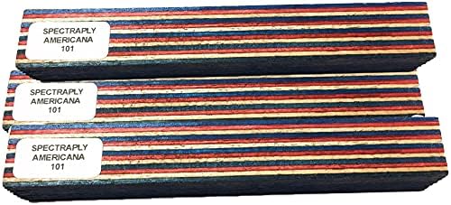 Pen Kit Mall - 3 pack Spectraply .75 x .75 x .5.25 Wood Turners Pen Blanks Vibrant Colors Colored Dyed Birch (101 Americana) by Pen+Kit+Mall