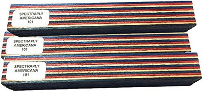 Pen Kit Mall - 3 pack Spectraply .75 x .75 x .5.25 Wood Turners Pen Blanks Vibrant Colors Colored Dyed Birch (101 Americana) by Pen+Kit+Mall