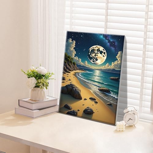 ATDMS Moon Paint by Numbers Kit for Adults with Frame 8x12 Inch - Image 7