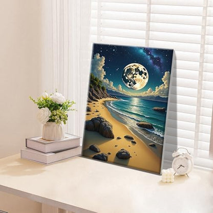 ATDMS Moon Paint by Numbers Kit for Adults with Frame 8x12 Inch - Image 7