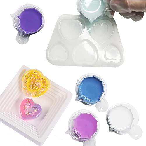 Resin Shaker Silicone Molds, Heart-Shaped Quicksand Silicone Molds Resin Casting Molds Epoxy with PVC Sheets and Colored Beads for Jewelry Making - Image 5