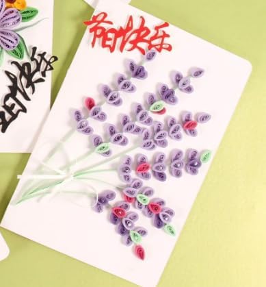 Wizardi Greeting Card Making Kit. Lavender Flowers DIY Quilling Kit F07M3-5-FL2 by Wizardi