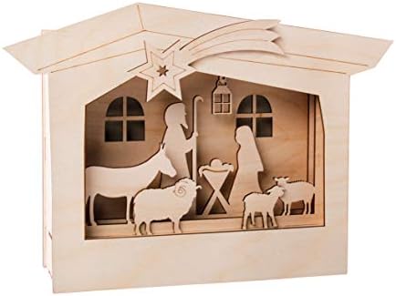 Rayher Wood.constr.3D Motif-Frames,FSCMixCred, Natural, 24x24x6.3cm, Crib, 13-Part, Box 1Set by Rayher