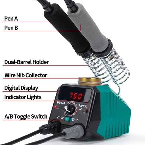 YIHUA 939D-VI Dual Pen Wood Burning Kit with Digital Display with 20 Wire Nibs, Detachable Wood Burning Pen, 2 Wood Pieces, Tweezers Used as Wood Burning Tool - Image 2