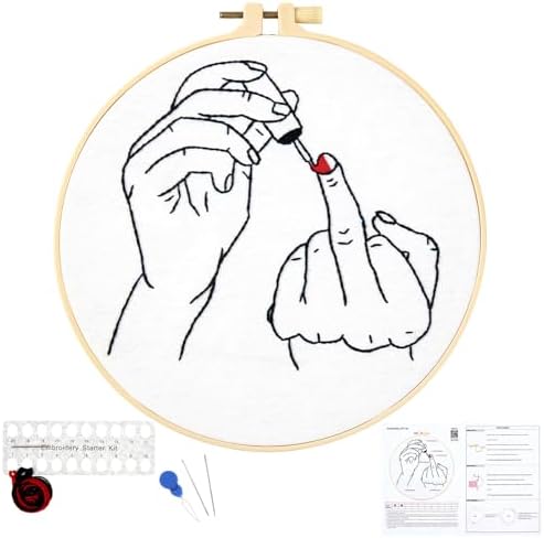 Crafmanoe Hand Embroidery Starter Kit for Beginners Adults, Counted Stamped Cross Stitch Kits for Adults Beginners, Easy Funny Embroidery Needlepoint Kits, Embroidery Fabric, Hoops and Video Tutorial by Unknown