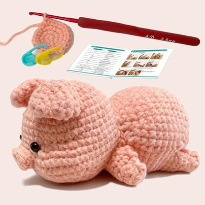 JueRum Pig Crochet Kit for Beginners Adult All-in-One Amigurumi Crochet Kit by JUERUM