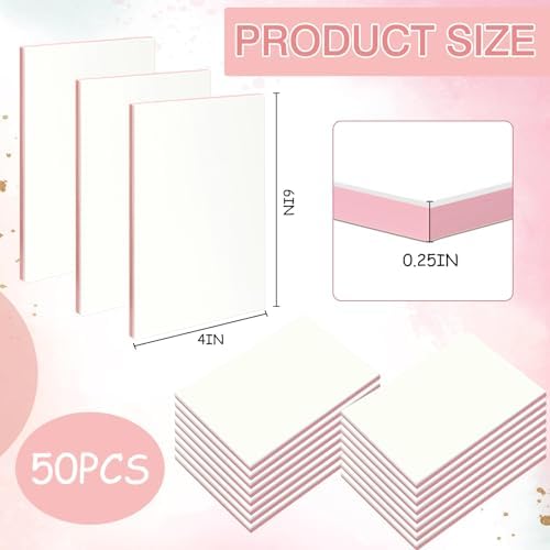 Frienda 50 Pack Rubber Carving Blocks 4 x 6 Inch, Rubber Stamp Carving Blocks for Printmaking, Printing, DIY Craft Project, Soft Block Stamp for Beginners and Professional (White & Pink) - Image 2