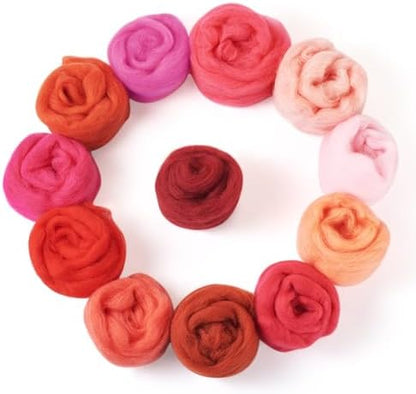 60G Needle Felting Wool Red Wool Roving for Needle Felting Multicolor Soft Spinning Wool Bulk for Felting DIY Crafts Hand Spinning Supplies by Spritewelry