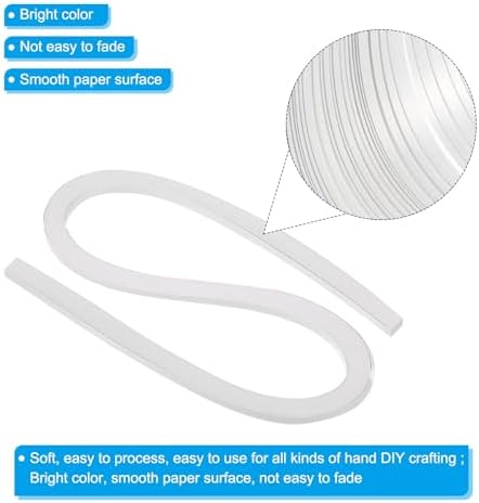 PATIKIL 60pcs Metallic Quilling Strips Paper 5mm(3/16") x 54cm Origami Paper Quilling Kits for Adults Beginner Art DIY Craft Christmas, White - Image 3
