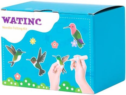 WATINC Needle Felting Kit - 3 Set Unique Different Cute Doll Wool Felt Needle Tools Foam Pad Instruction, DIY Home Decoration Craft Party Supplies for Art Work Starter Beginners (Hummingbird) - Image 7