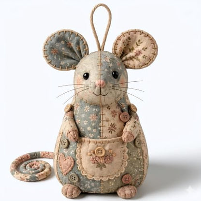 Patchwork Mouse DIY Sewing Kit for Beginners,Handmade Animal Craft Set with Pre-Cut Floral Fabric,Stuffing and Buttons,Plush Ornament Project (B#) by Unknown