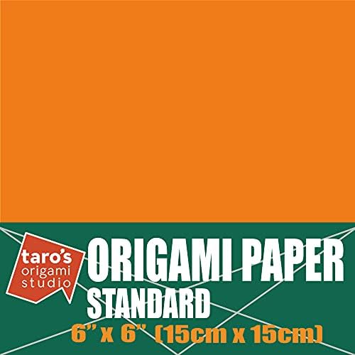 [Taro's Origami Studio] Standard 6 Inch One Sided Single Color (Orange) 50 Sheets (All Same Color) Square Easy Fold Premium Japanese Paper for Beginner (Made in Japan) - Image 2