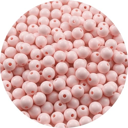 200pcs Acrylic Round Beads for Crafts 10mm Resin Candy Color Spacer Beads with Hole for Jewelry Making Sewing Crafts Decoration Necklaces Bracelets Earrings Supplies(Light Pink) by Unknown