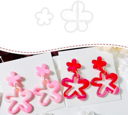 Xaekicr 2PCS Flower Polymer Clay Cutters – Floral Clay Earring Cutters for Spring Jewelry, Cute Clay Tools for Polymer Clay Crafts and DIY Gift Making by Xaekicr