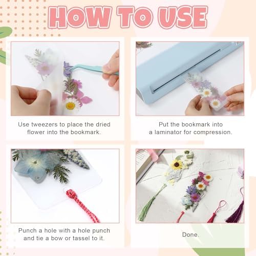 AmazingSpark 222 Pcs Dried Flower Bookmark Kit with Tassels, Purple - Image 3