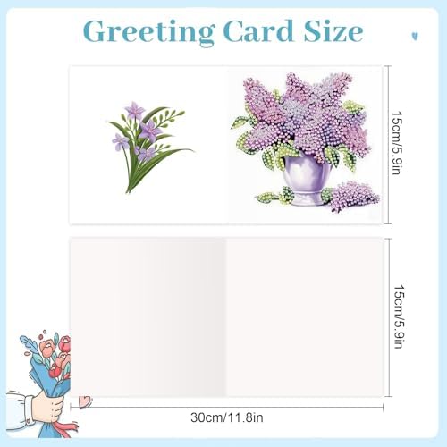 jinglinhh 12pcs Diamond Art Painting Lavender Daisy Flower Bouquet Greeting Cards with Envelopes, DIY Card Making Kits for Adults, Diamond Art Postcards Christmas Cards Craft Gifts - Image 2
