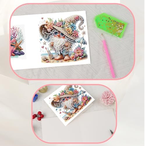 JISHSHAY 6 PCS Diamond Painting Greeting Cards Gnome Diamond Art Birthday Cards with Envelopes Gem Art Gem Painting Mosaic Kits for Adults for Thanksgiving Birthday Anniversary Valentine Festival - Image 6
