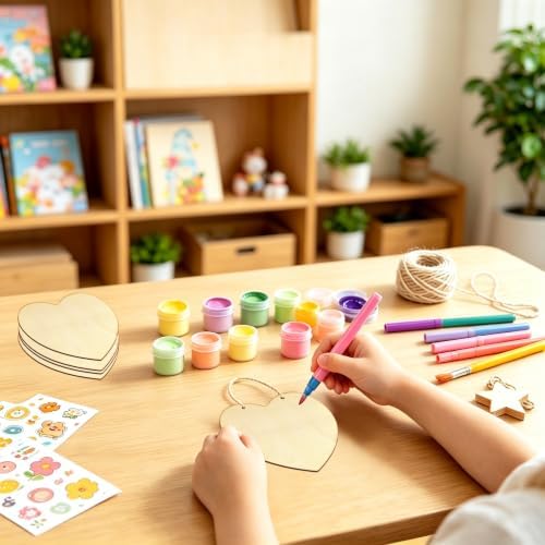 10 Pack 4 Inch Unfinished Wood Pieces for Crafts, Laser Blanks (10, Heart) - Image 3