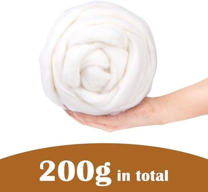 7.02 oz Wool Roving Needle Felting Wool Bulk Needle Felting - Image 2
