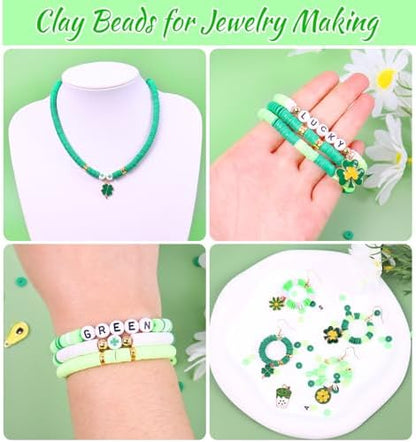 Wuollgess 3500 PCS Clay Beads Bracelet Making Kit, Green Beads for Crafts - Image 4