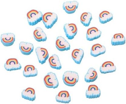 100pcs Blue Horizontal Hole Rainbow Polymer Clay Spacer Beads for Women Jewelry Making DIY Bracelet Necklace Hair Clip Accessories (Horizontal Hole Rainbow) - Image 3