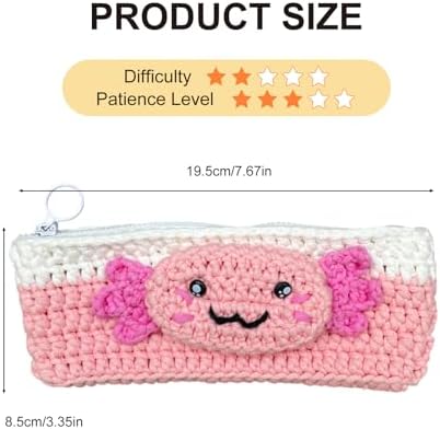Axolotl Crochet Kit for Beginners, Learn to Crochet Pencil Bag Starter Set with Video Tutorial & Crocheting Manual, Easy Yarn Knitting Kit for Adult, DIY Amigurumi Birthday Xmas Gift Idea - Image 4