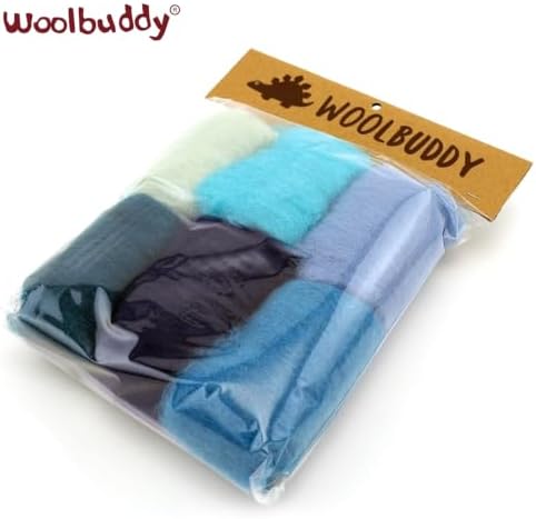 Woolbuddy Corriedale Wool Roving Kit for Needle Felting (Blue) 20g Each - Image 5