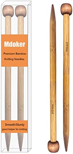 Mdoker Bamboo Knitting Needle Straight Single Pointed Sweater Knitting Needles 13.8-inch Length for Handmade DIY Knitting Projects,Size US 11(8mm) by Mdoker