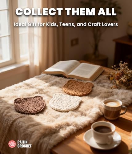 PAITIN Crochet Starter Kit – Easy DIY Craft Set for Adult Beginners, Handmade Yarn Art Project with Video Guidance (Bear Coaster) - Image 5