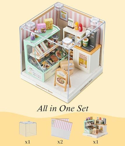 Convenience Store Super Miniature House Kit - DIY Plastic 3D Model Building Set for Teens, Build Your Own Mini Mart with Dustproof Case, Creative Craft Gift for Girls Women - Image 5