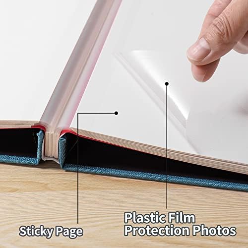 Sky Blue Photo Album Self Adhesive Scrapbook Album for 4×6 Photos/Pictures DIY Linen Cover Album 15 Sheets/30 Blank Pages for Family Wedding, Birthday, Christmas, Anniversary - Image 3